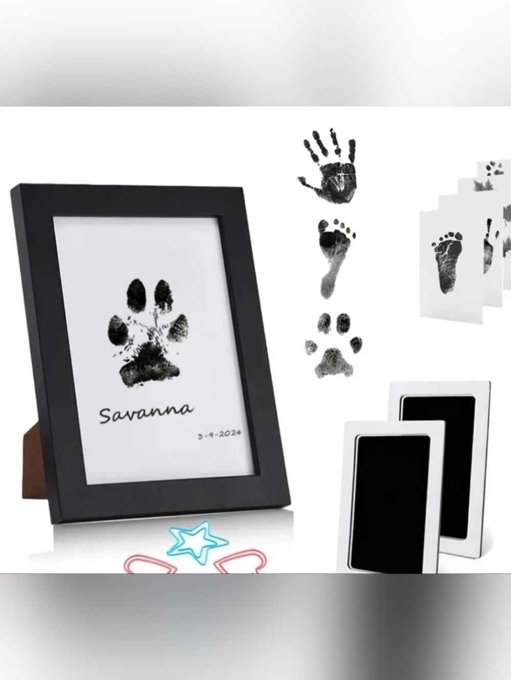 FRAMED Baby 👣 footprint handprint Ink Pad Touchless Ink Pad Pet Footprint pad - Picture 2 of 11